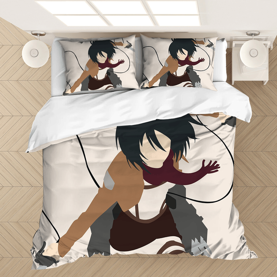 Attack On Titan Bedding Set Attack On Titan Mikasa Ackerman Silhouette Duvet Covers
