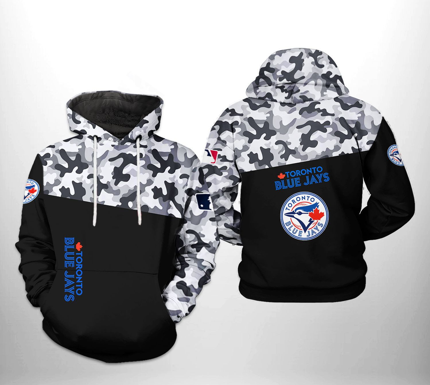 Toronto Blue Jays MLB Camo Veteran 3D All Over Print Hoodie & Zip Hoodie