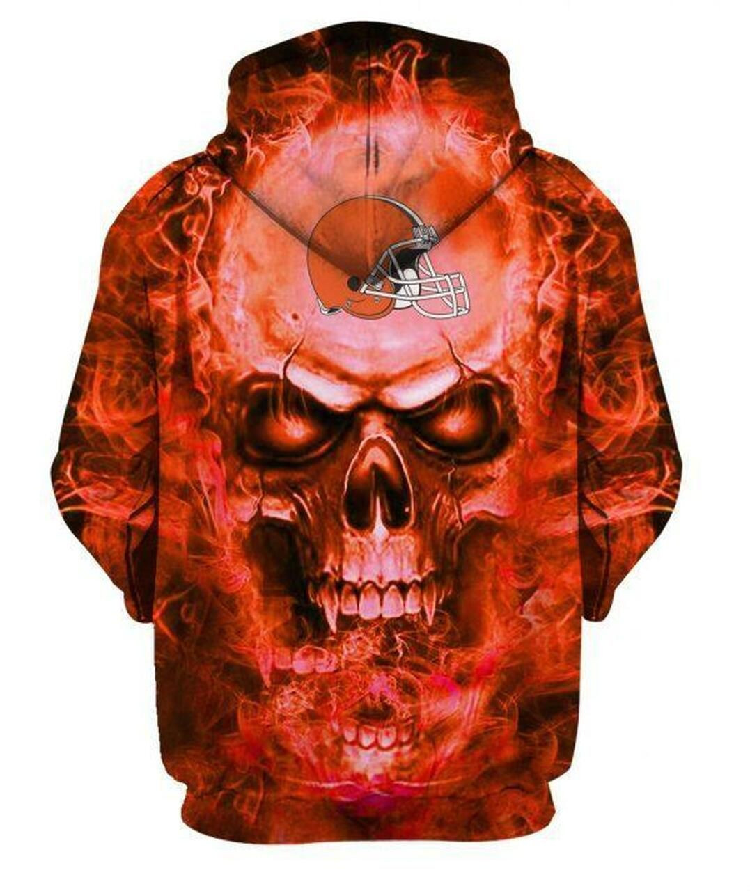 Cleveland Browns Football Skull 3D All Over Print Hoodie & Zip Hoodie