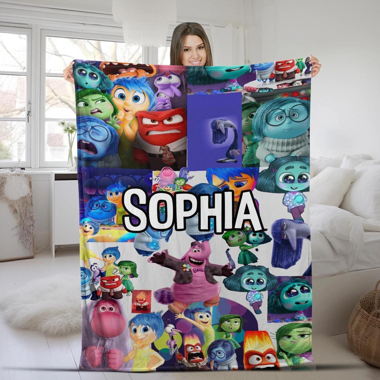 Personalized Pixar Inside Out 2 Characters Fleece Sherpa Blanket