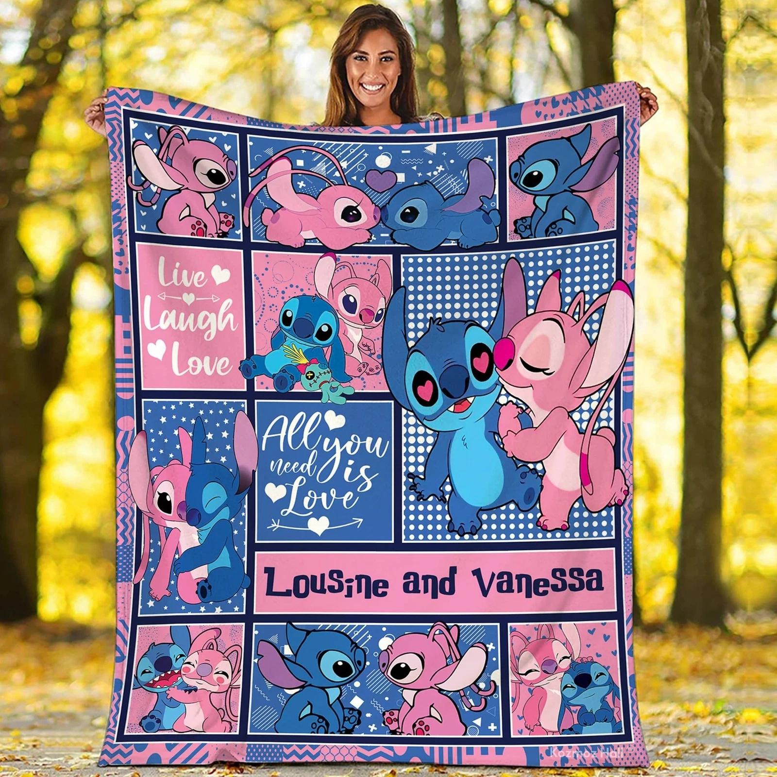 Personalized Stitch Angel Blanket Stitch Angel Family Fleece Sherpa Blanket