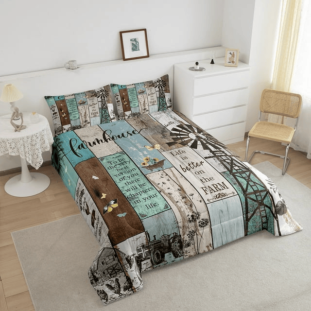 Farmer Bedding Set Farmhouse Windmill Life Is Better On The Farm Duvet Covers
