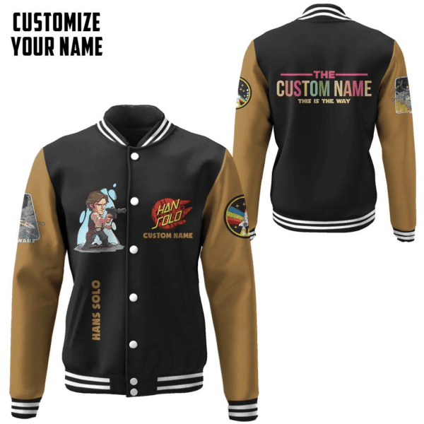 Gearhumans 3d Star Wars Hans Solo Custom Name Baseball Jacket 4, Gift Lover Baseball Jacket 116