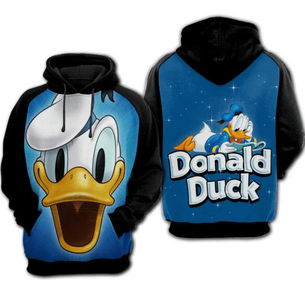 Donald Duck Face Mickey Mouse Cartoon 503 Cartoon Graphic Outfits Aop Hoodie 1657