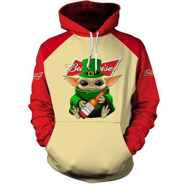 Yoda Budweiser St Patrick Day Hoodie, Gift For Fan 3d All Over Print Shirt Hoodie 2559