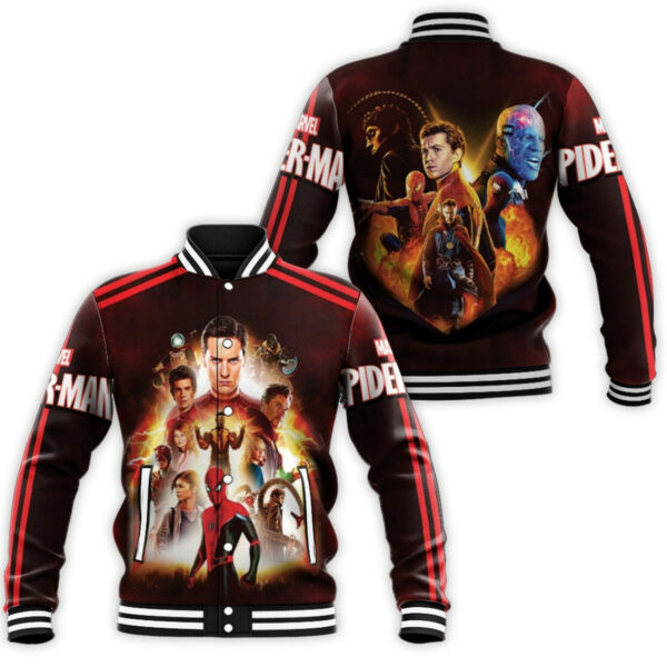 Spider Man No Way Home Three Spiders Colabs Saving Multiverse Gift For Spider Man Fans Baseball Jacket 360