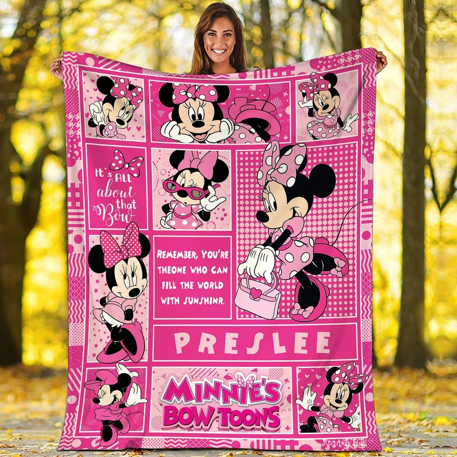 Personalized Minnie Mouse Blanket  Minnie Mouse Fleece Sherpa Blanket
