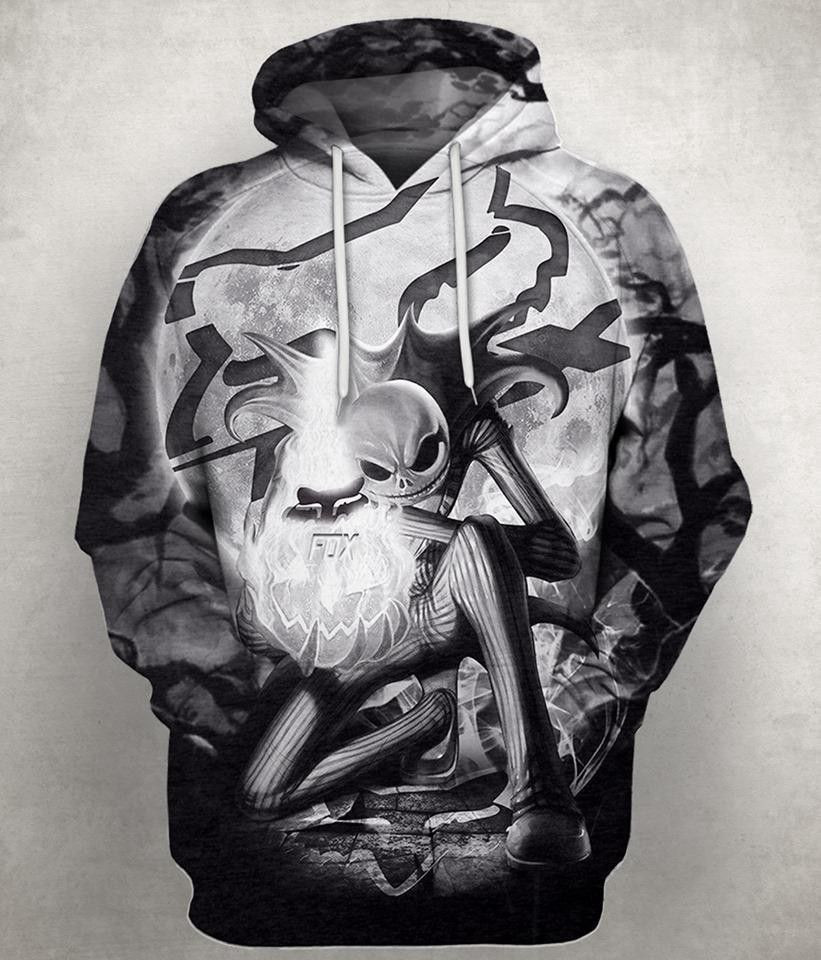 Jack Skellington Fox Racing Horror Halloween 3D All Over Print Hoodie & Zip Hoodie