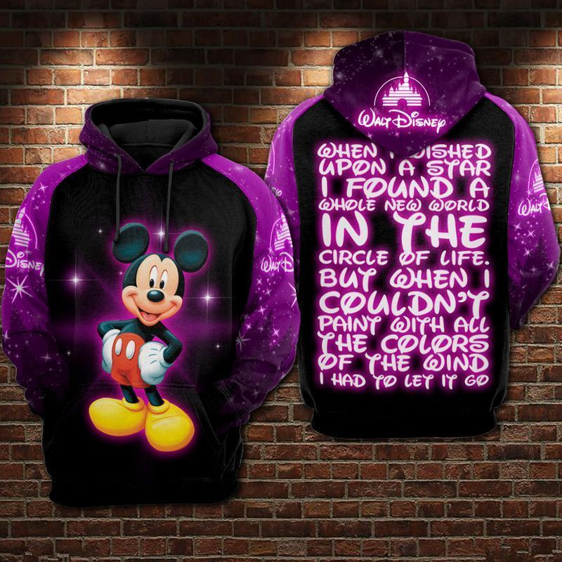 Mickey When I Wish Upon A Star Quote Over Print 3d Hoodie Zip Hoodie 597
