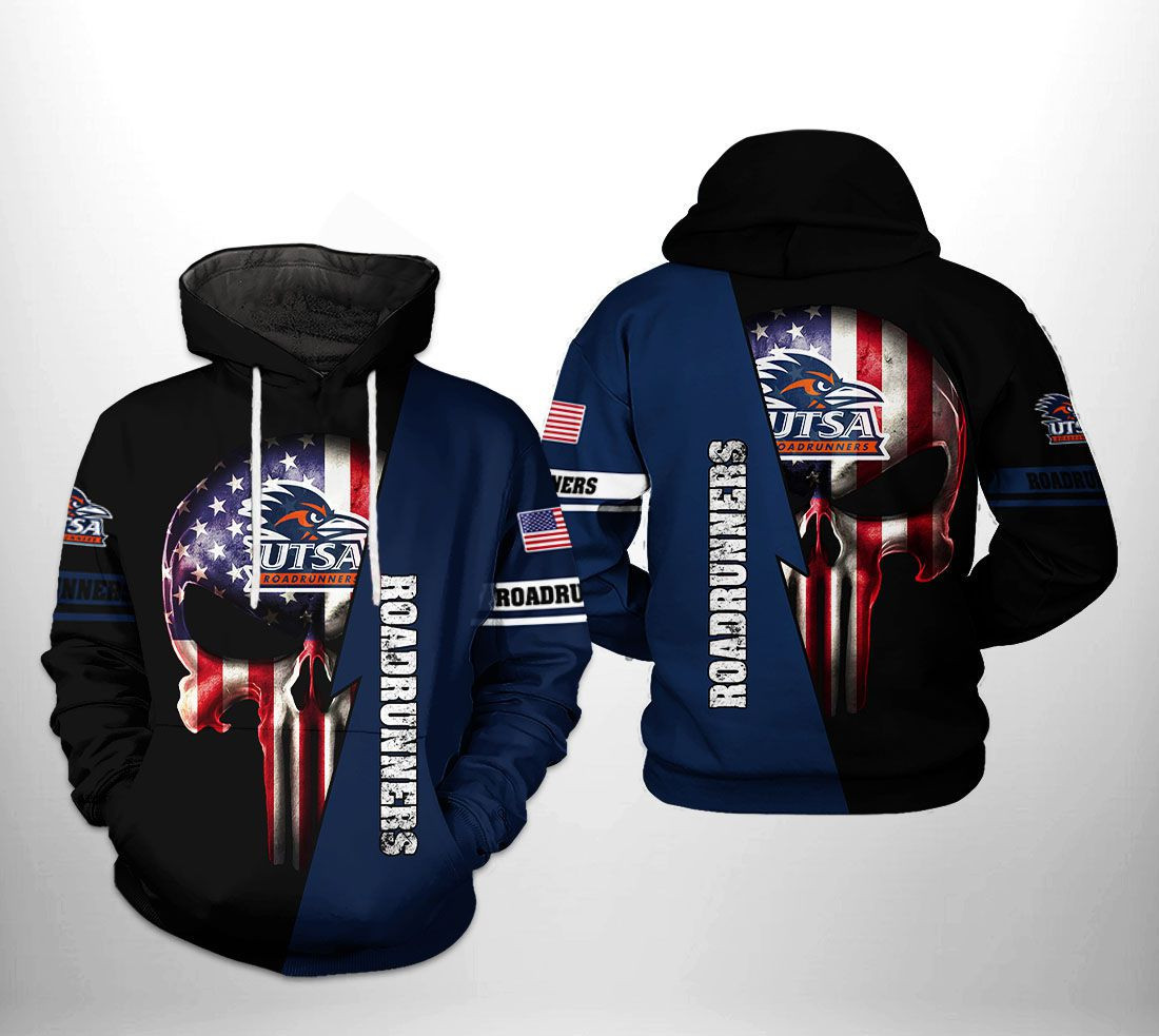UTSA Roadrunners US Flag Skull 3D All Over Print Hoodie & Zip Hoodie
