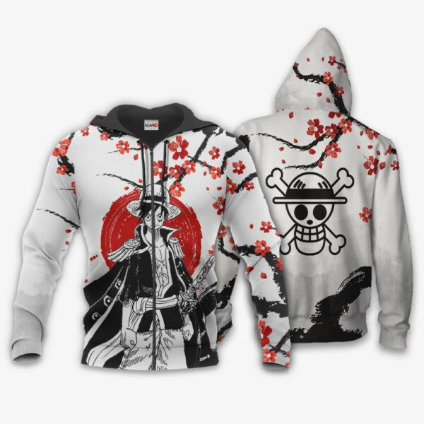 Monkey D. Luffy Japan Cherry Blossoms One Piece Anime 1k684 Cartoon Graphic Outfits Aop 3d Hoodie, Zip Hoodie 2885