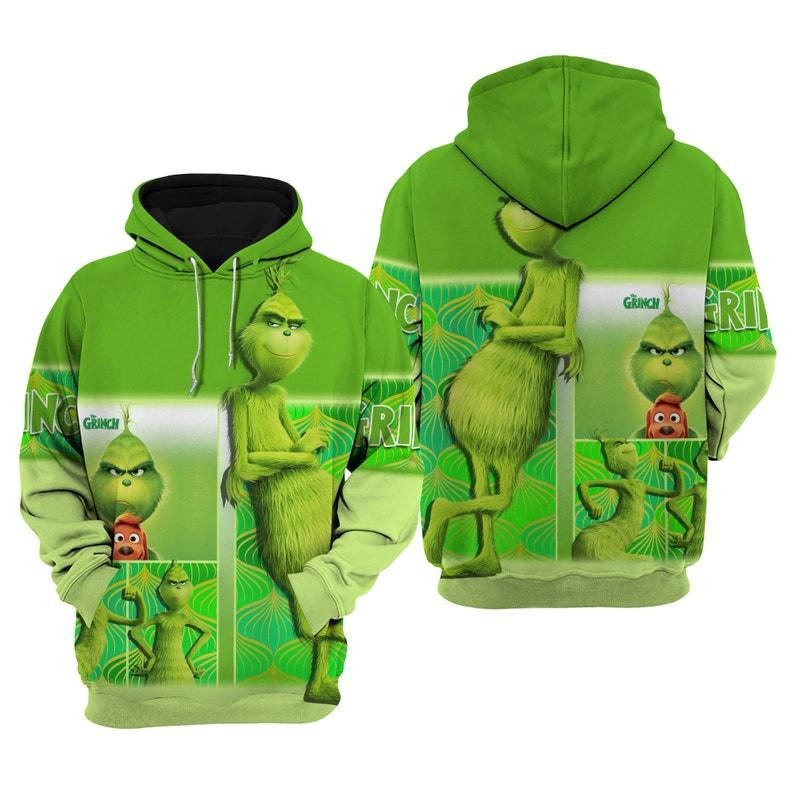 Funny Grinch, Dr. Seuss' The Grinch Cartoon All Over Print Hoodie, Zip Hoodie