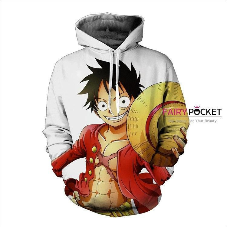 One Piece Monkey D. Luffy White 3D All Over Print Hoodie & Zip Hoodie