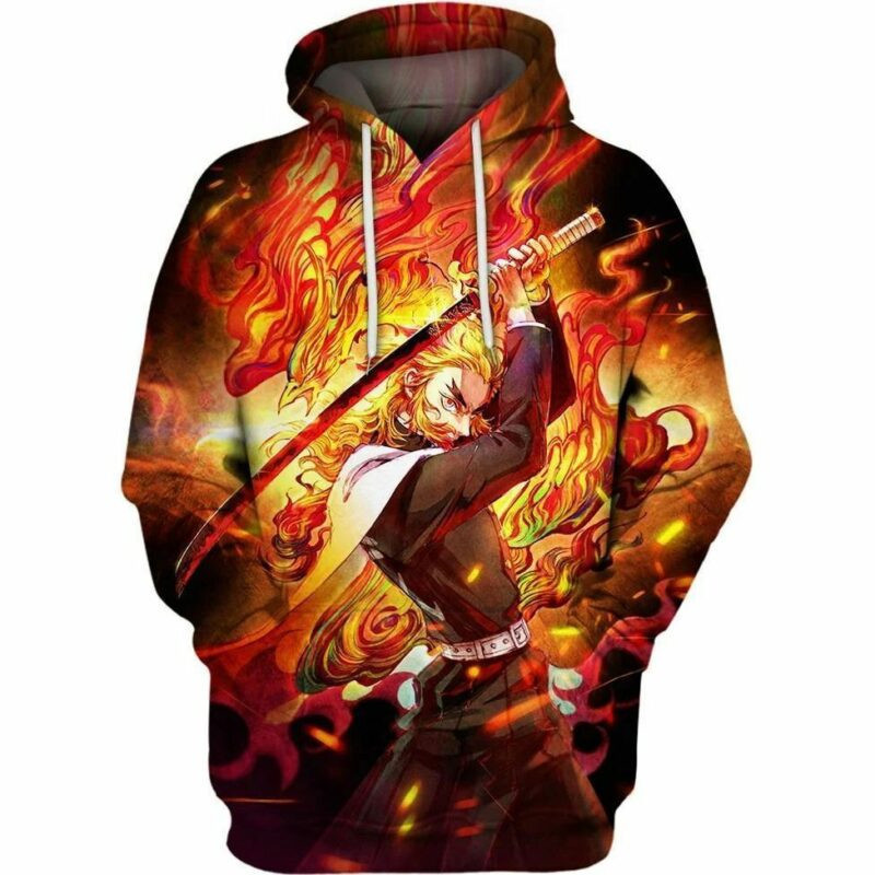 Rengoku Kyojuro Breath Of Flames Over Print 3d Hoodie Zip Hoodie