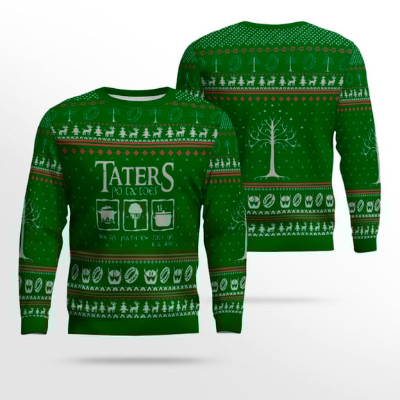 Taters Potatoes Ugly Sweater- Taters Potatoes Sweater- Christmas Sweater- Lord Of The Rings Green