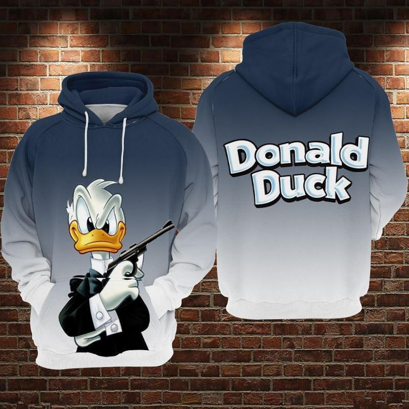 Donald Duck 007 James Bond Over Print 3d Hoodie Zip Hoodie