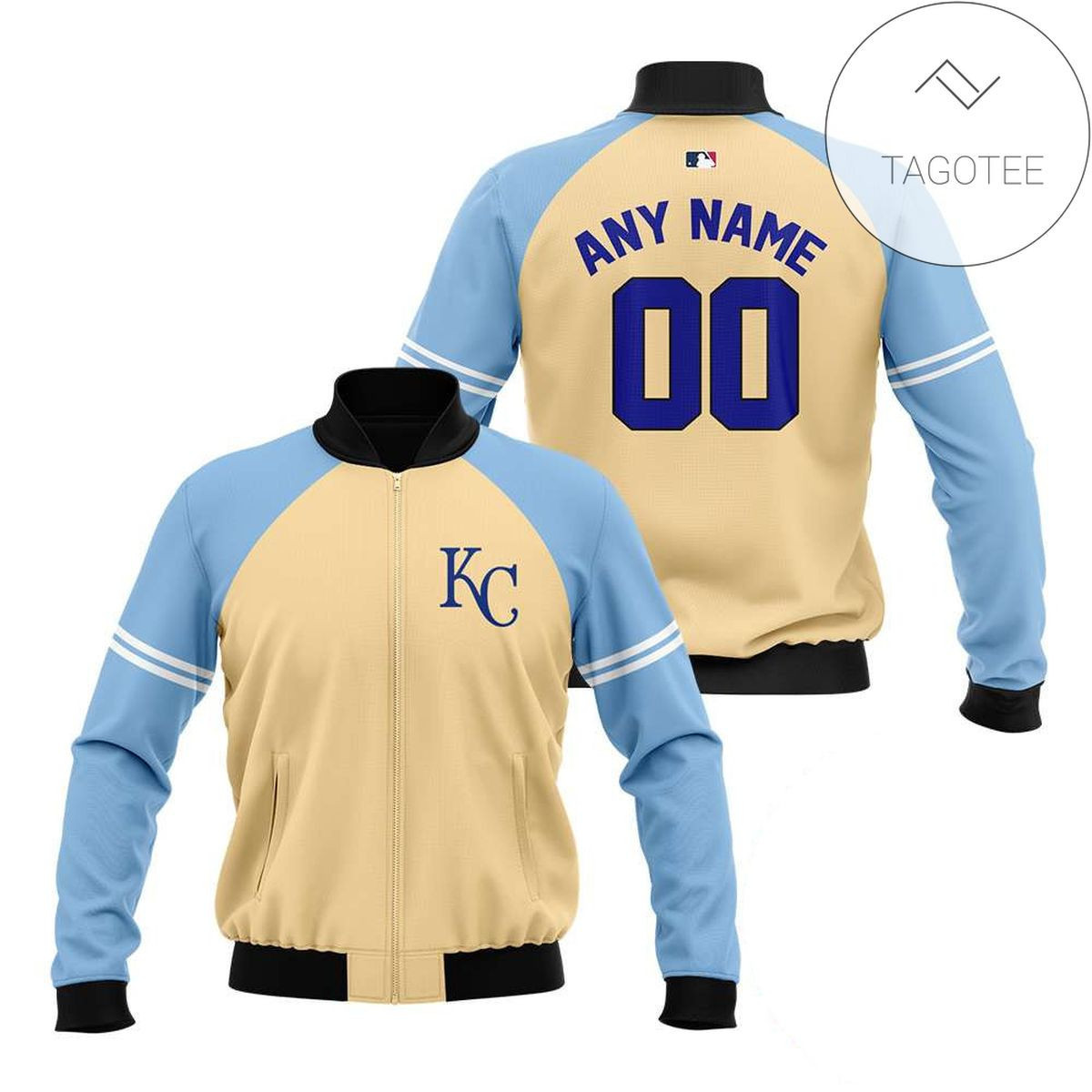 Kansas City Royals Custom Name Number Beige Bomber Jacket