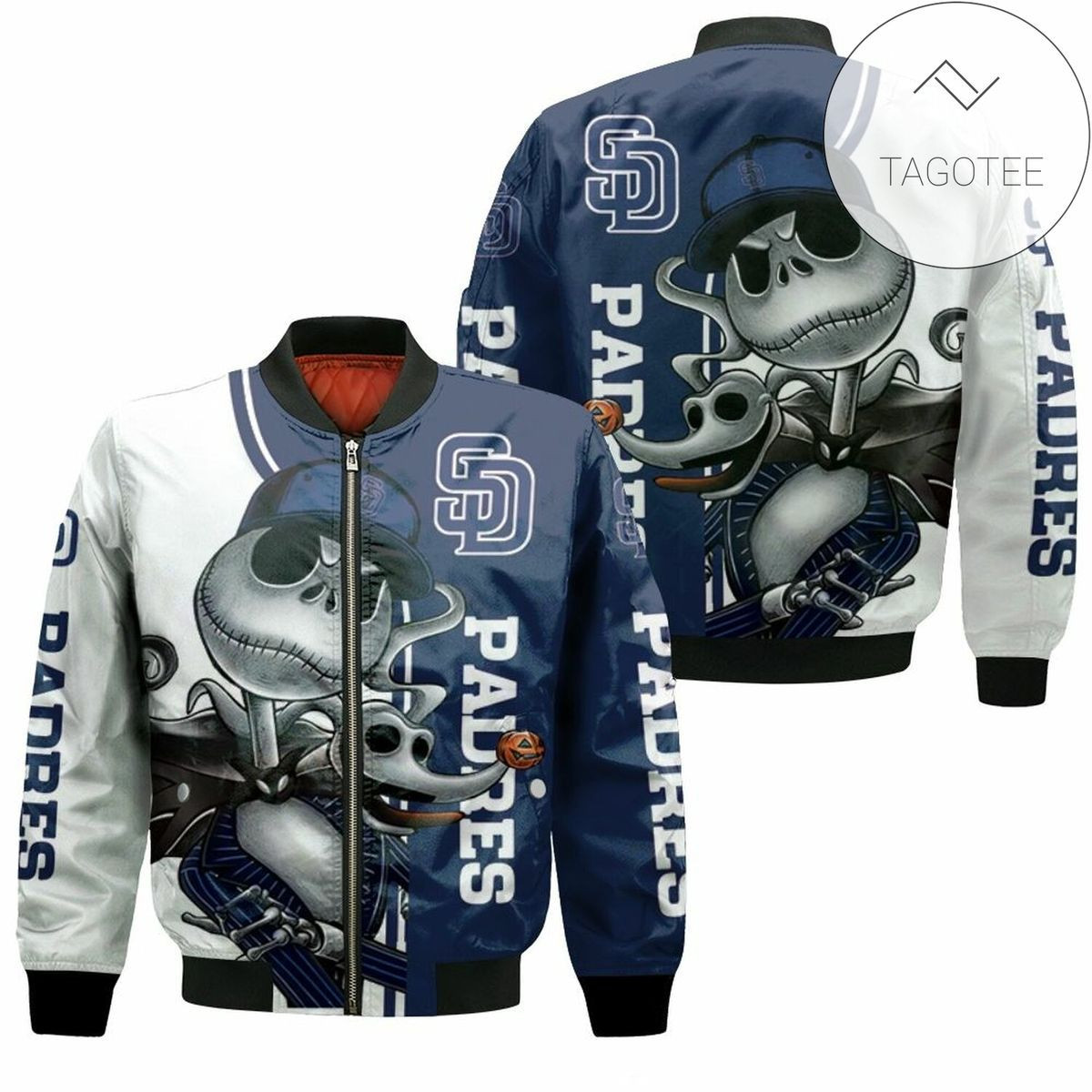 San Diego Padres Jack Skellington And Zero Bomber Jacket