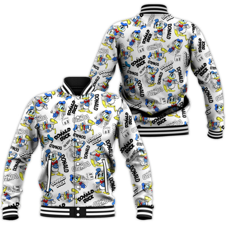 Shades Of Donald Duck Pattern Baseball Jacket
