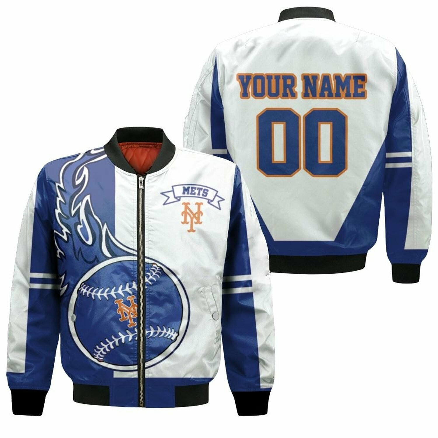 New York Mets Custom Name Number Bomber Jacket V1