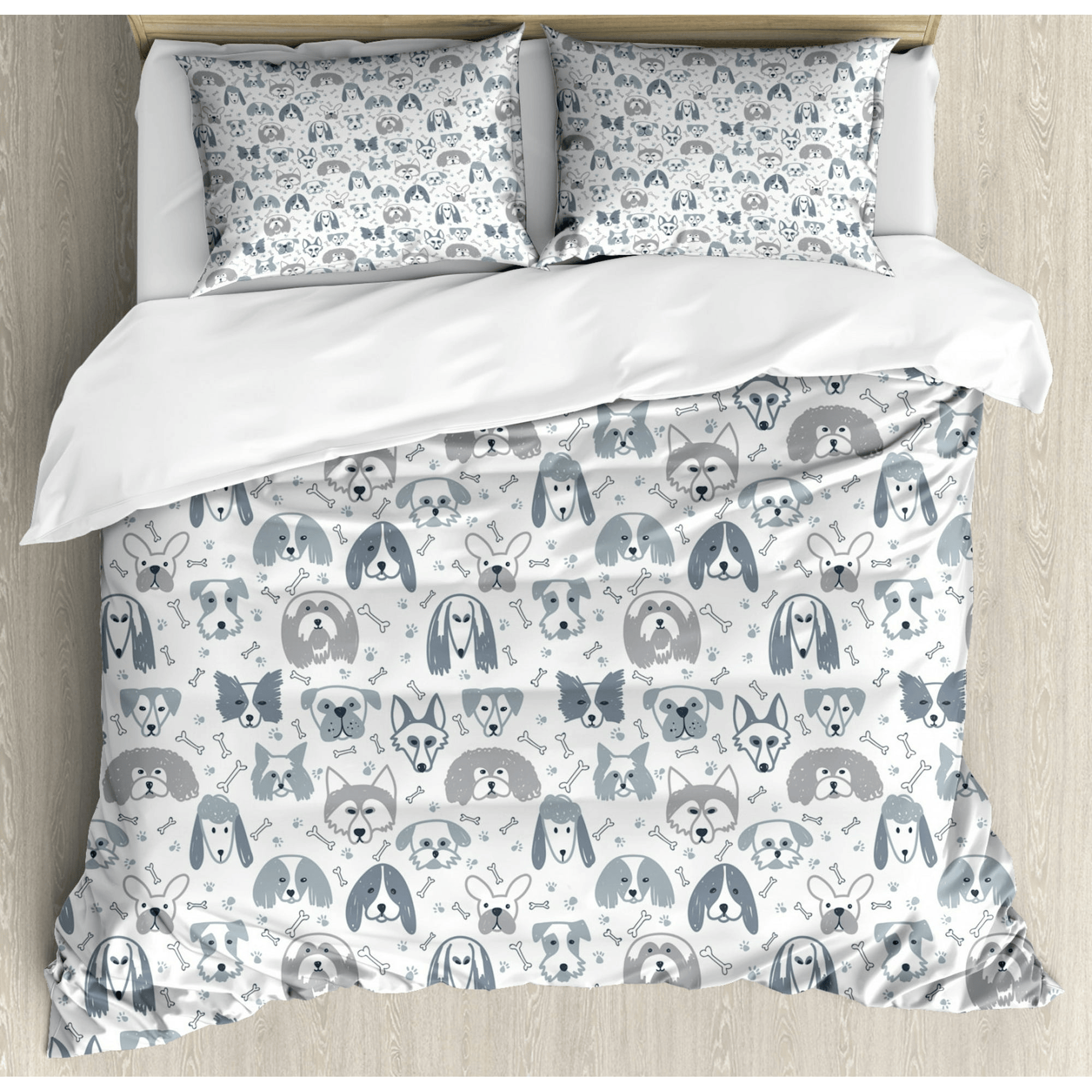 Dog Bedding Set Sketch Style Various Dog Breeds Pattern Duvet Covers