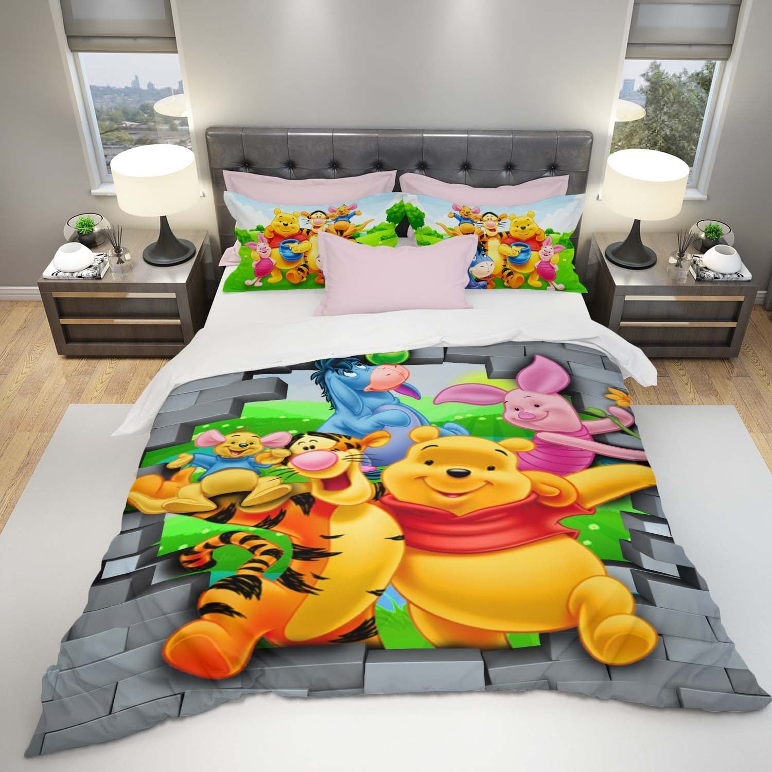 WTP Bedding Set DN Chibi Pooh And Friends Pattern Duvet Covers