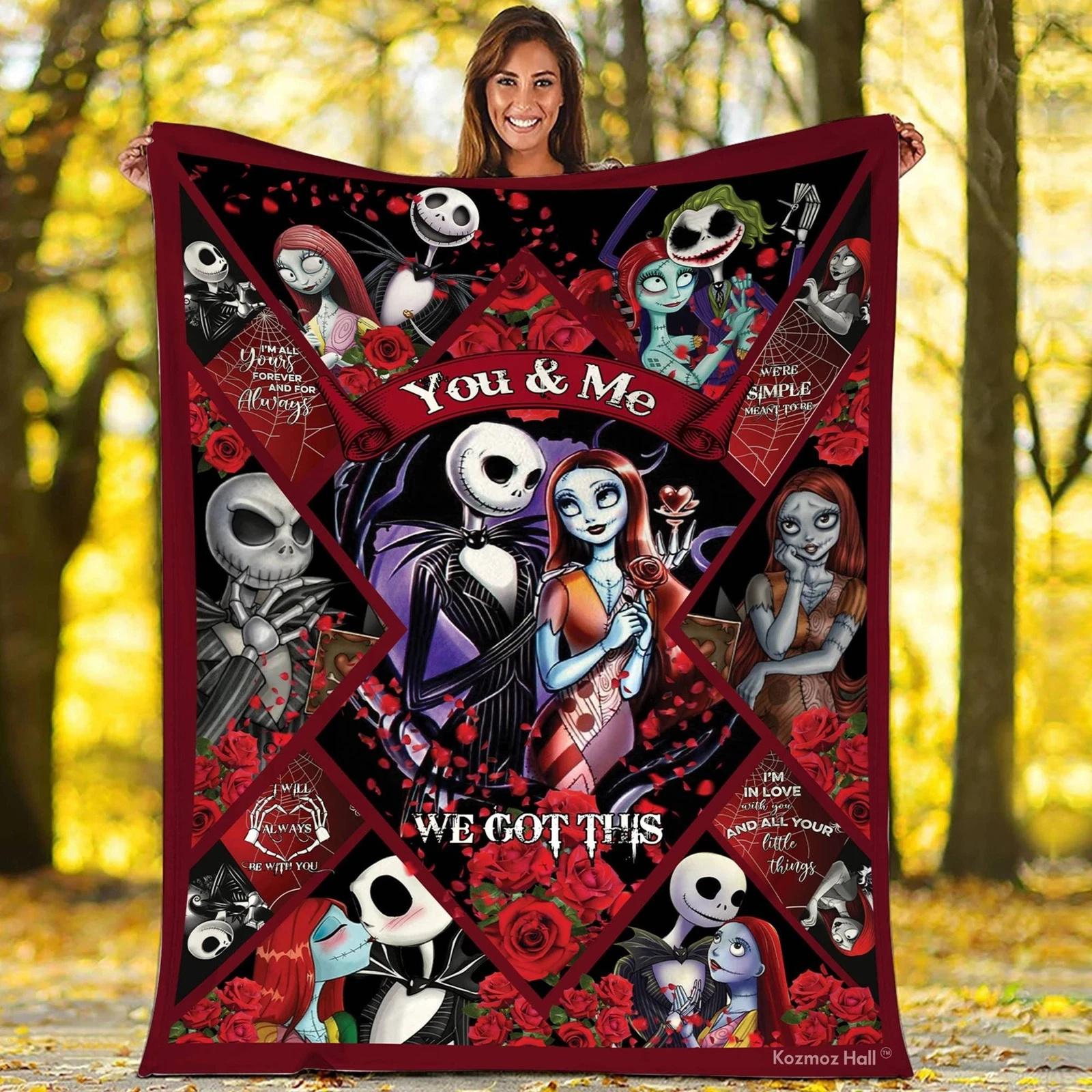 Nightmare Before Christmas Blanket Jack Skellington Sally You And Me Fleece Sherpa Blanket