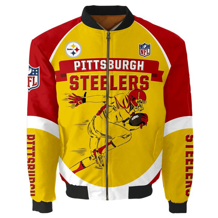 Pittsburgh Steelers Golden Red Bomber Jacket