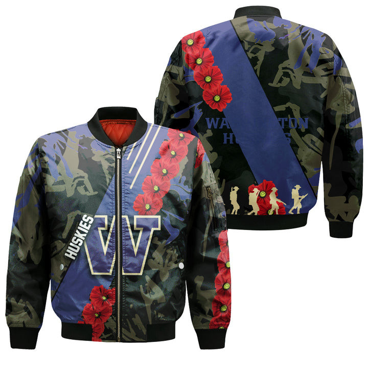 Washington Huskies Floopy Flowers Bomber Jacket