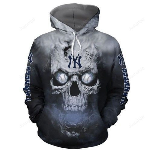 New York Yankees Baseball Skull 3D All Over Print Hoodie & Zip Hoodie