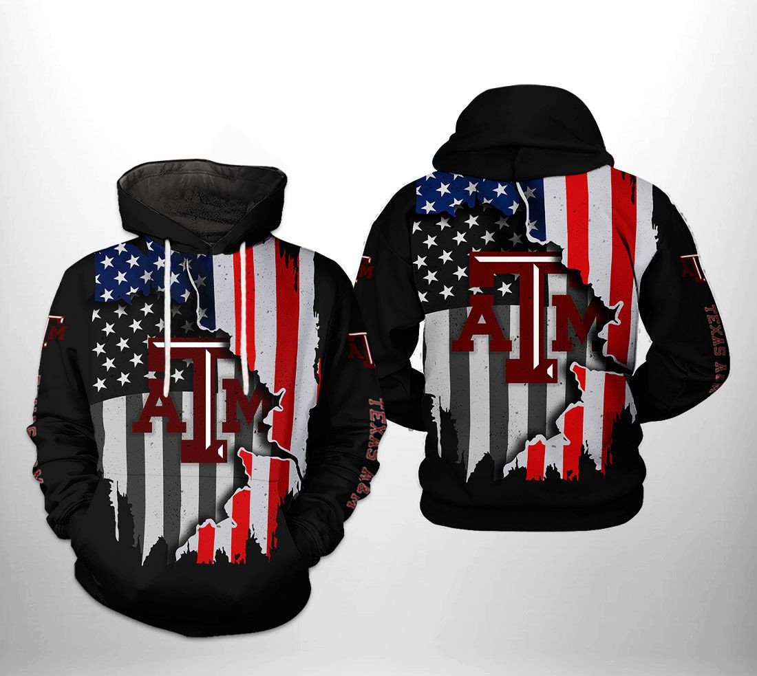 Texas A&M Aggies US Flag 3D All Over Print Hoodie & Zip Hoodie