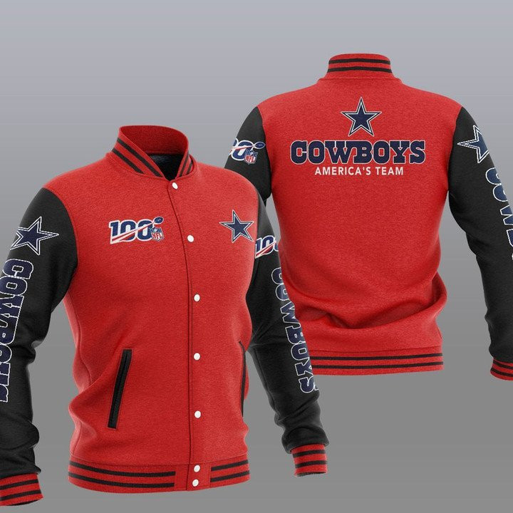Cowboys Red Black America Team Baseball Jacket