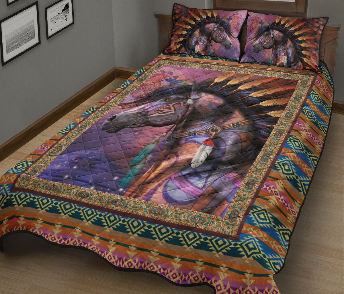 Horse Bedding Set Horse Native American Tribal Pattern Duvet Covers