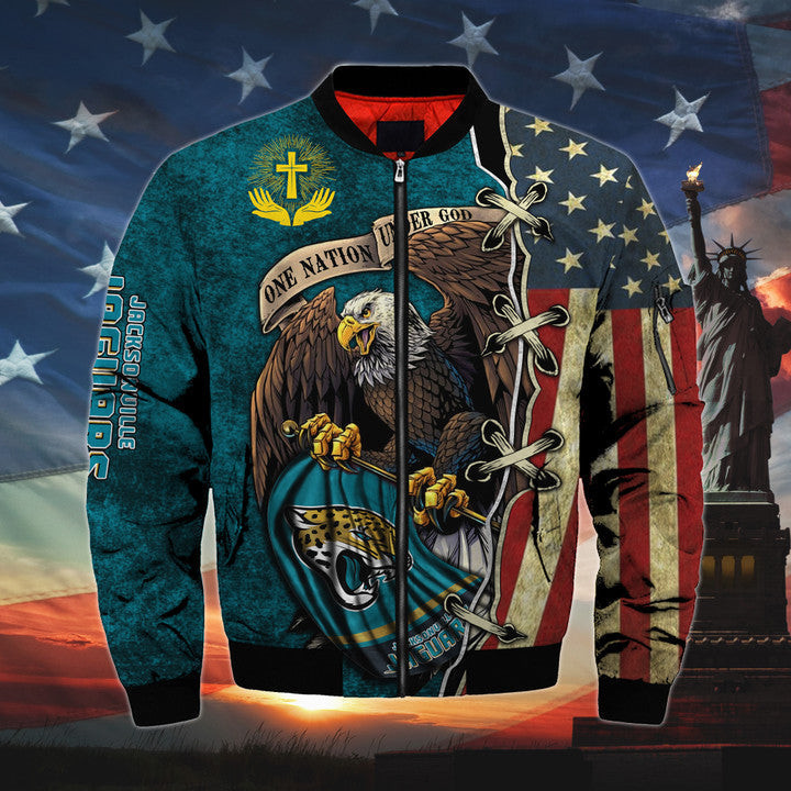 One Nation Under God Jacksonville Jaguars Bomber Jackets