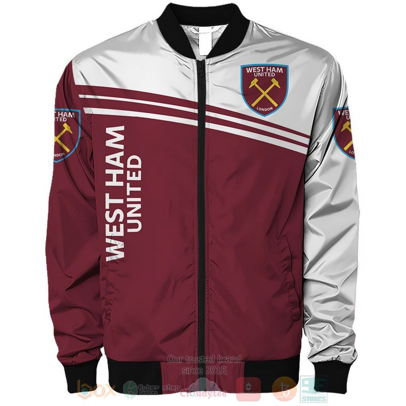 West Ham United FC Red White Bomber Jacket