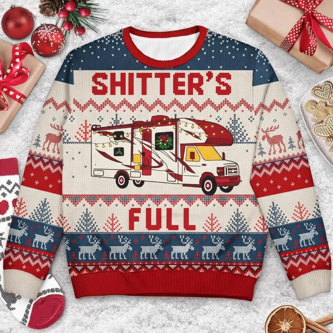 Shitters Full Ugly Christmas Sweater