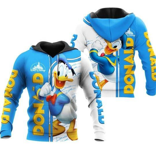 Donald Duck Blue White Signature 3d Hoodie Zip Hoodie