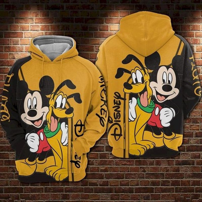 Mickey And Pluto Dog All Over Printed Custom 3d Hoodie