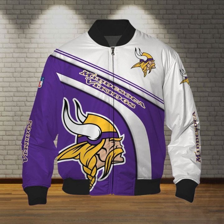 Minnesota Vikings Purple White Bomber Jacket