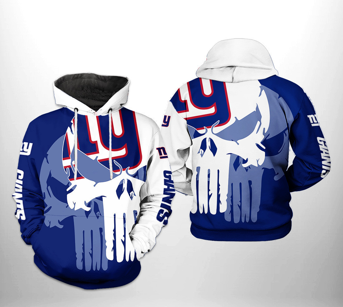 New York Giants Team Skull 3D All Over Print Hoodie & Zip Hoodie