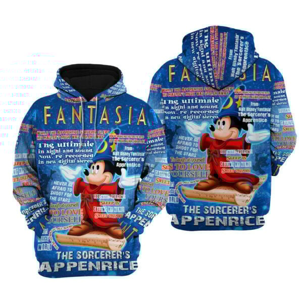 Mickey Fantasia Words Pattern   Cartoon Graphic Outfits Aop Hoodie, Zip Hoodie 2110