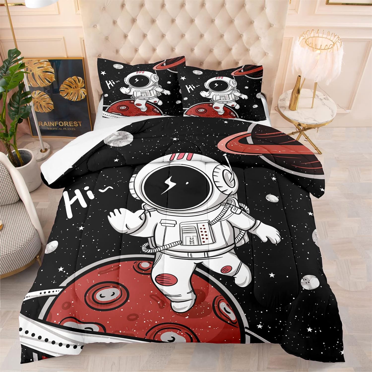 Astronaut Bedding Set Space Astronaut In Galaxy On Planet Duvet Covers