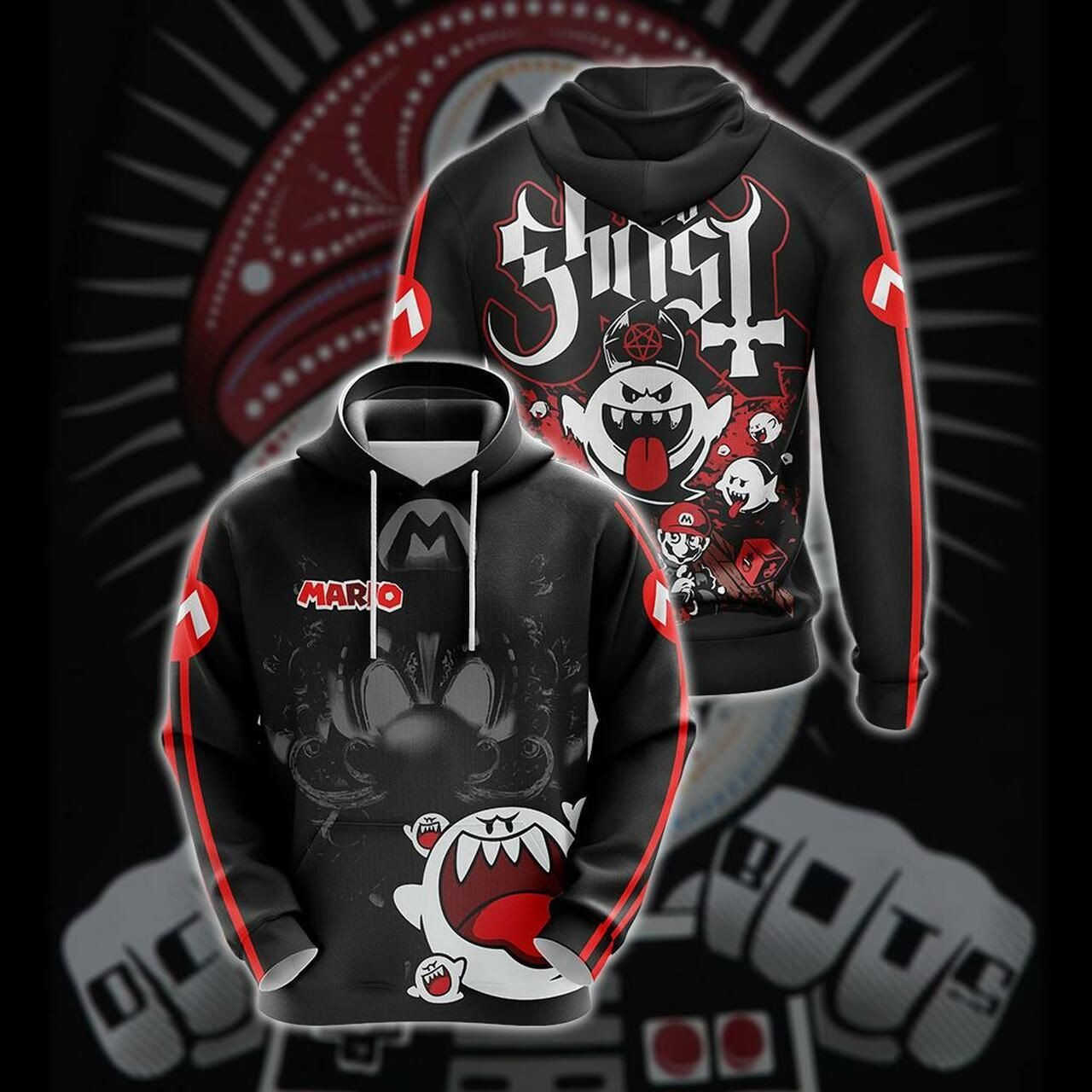 Mario Boo Ghost Unisex 3D All Over Print Hoodie & Zip Hoodie