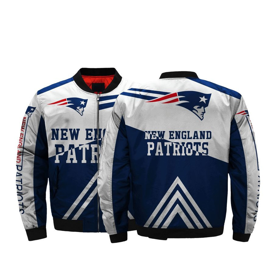 New England Patriots Navy White Bomber Jacket