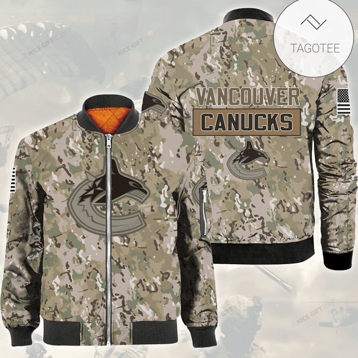 Vancouver Canucks Camo Bomber Jacket