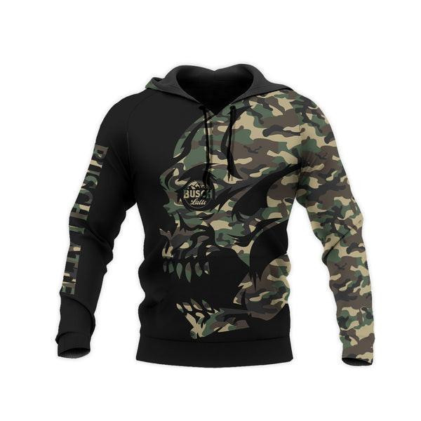 Camo Skull Busch Latte Hoodie, Gift For Fan 3d All Over Print Shirt Hoodie
