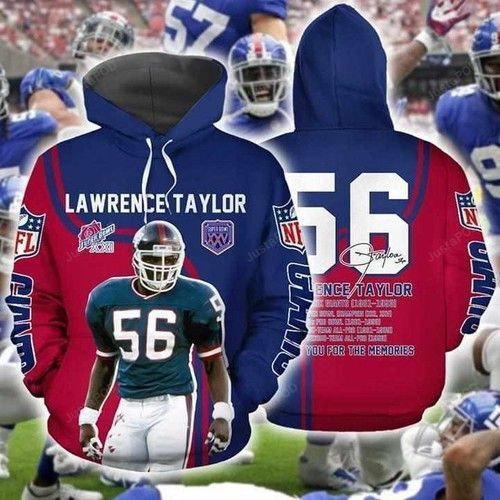 New York Giants Football Lawrance Taylor 3D All Over Print Hoodie & Zip Hoodie