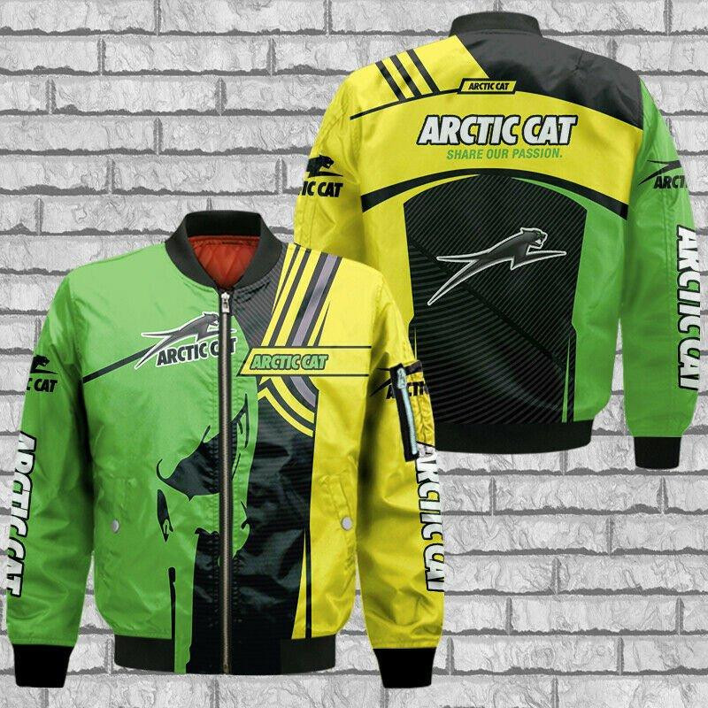 Arctic Cat Green Skull Bomber Jacket