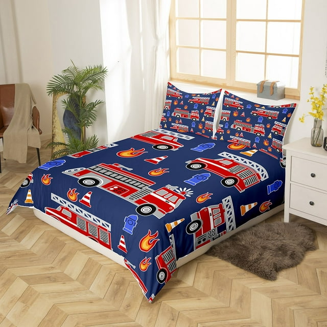 Firefighter Bedding Set Fire Fighting Accessories Pattern Duvet Covers
