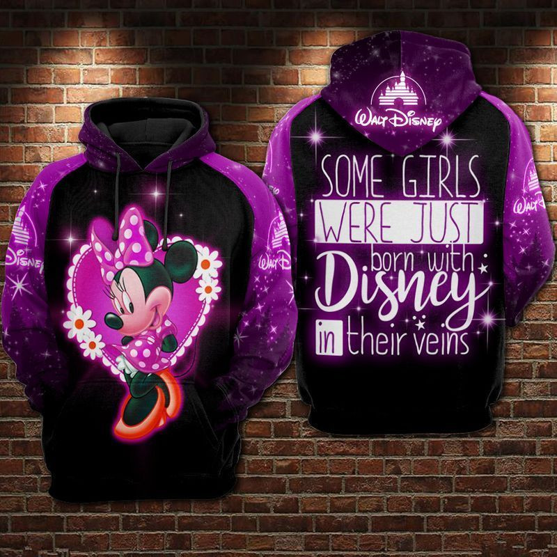 Girl Vein Minnie Purple Over Print 3d Hoodie Zip Hoodie 450